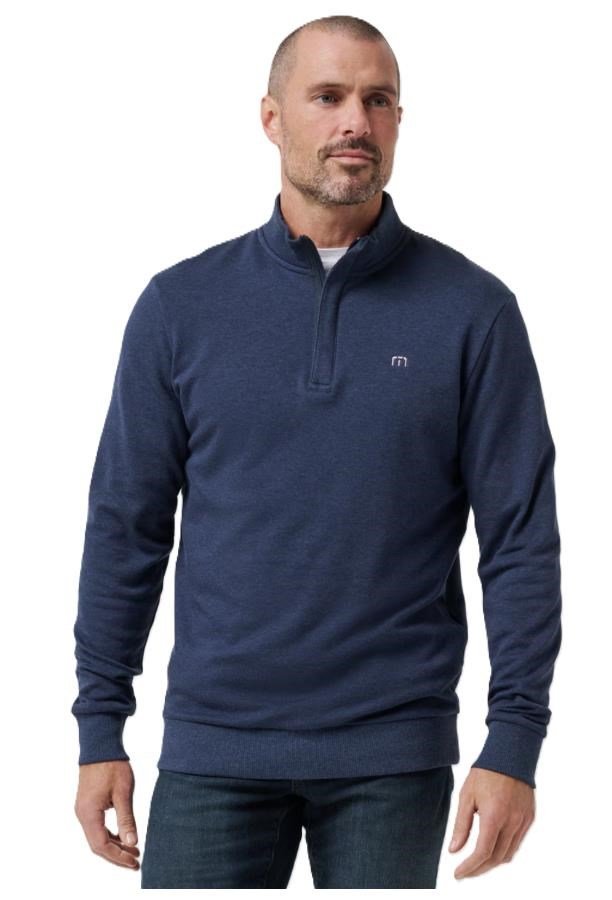 Travis Mathew CLOUD QUARTER ZIP 2.0 męska bluza fleece, granatowa
