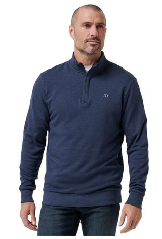 Travis Mathew CLOUD QUARTER ZIP 2.0 męska bluza fleece, granatowa