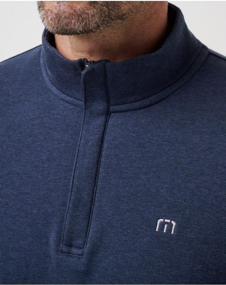Travis Mathew CLOUD QUARTER ZIP 2.0 męska bluza fleece, granatowa