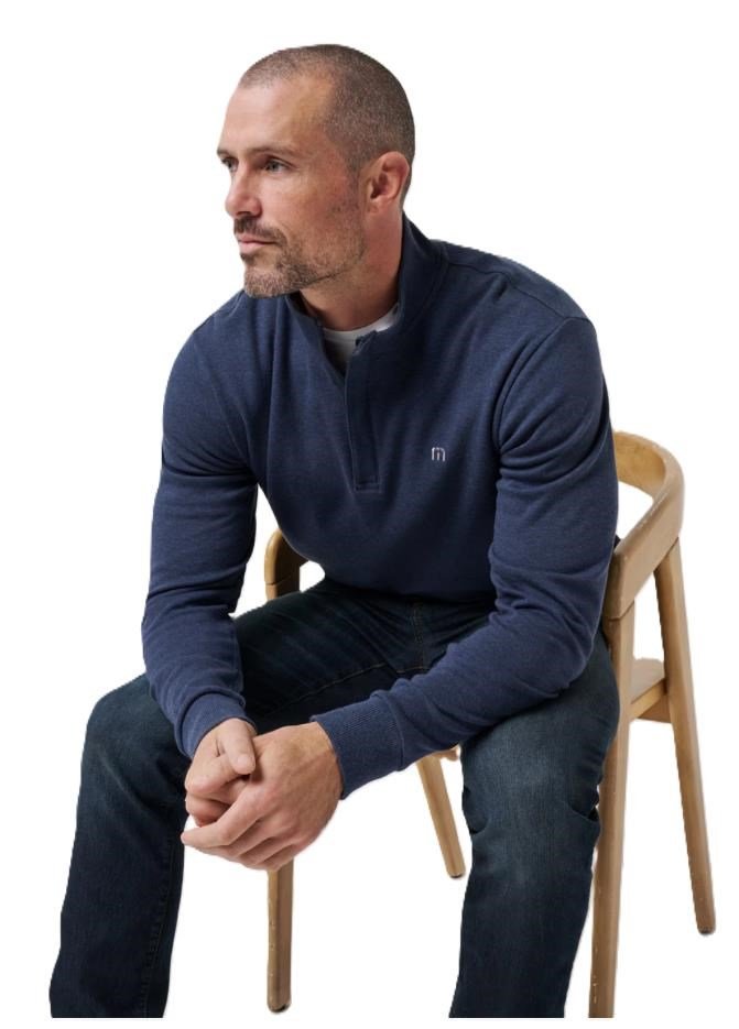 Travis Mathew CLOUD QUARTER ZIP 2.0 męska bluza fleece, granatowa