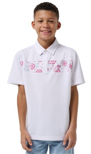 Travis Mathew Good Good Flourish juniorskie polo, białe