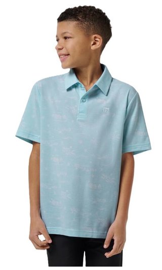 Travis Mathew TROPICAL ROAD juniorskie polo, niebieskie