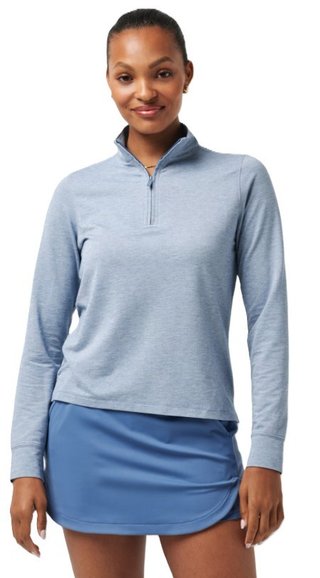 Travis Mathew Featherweightt Active zip long sleeve damskie polo, niebieskie