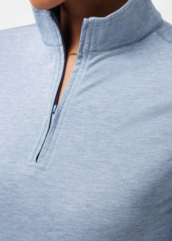 Travis Mathew Featherweightt Active zip long sleeve damskie polo, niebieskie