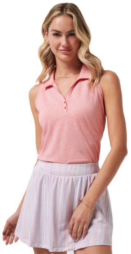 Travis Mathew Featherweight Active damskie polo bez rękawów, kolor łososia