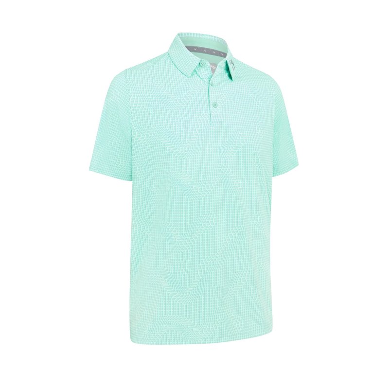 Callaway Warped Gingham Print męskie polo, neptune green