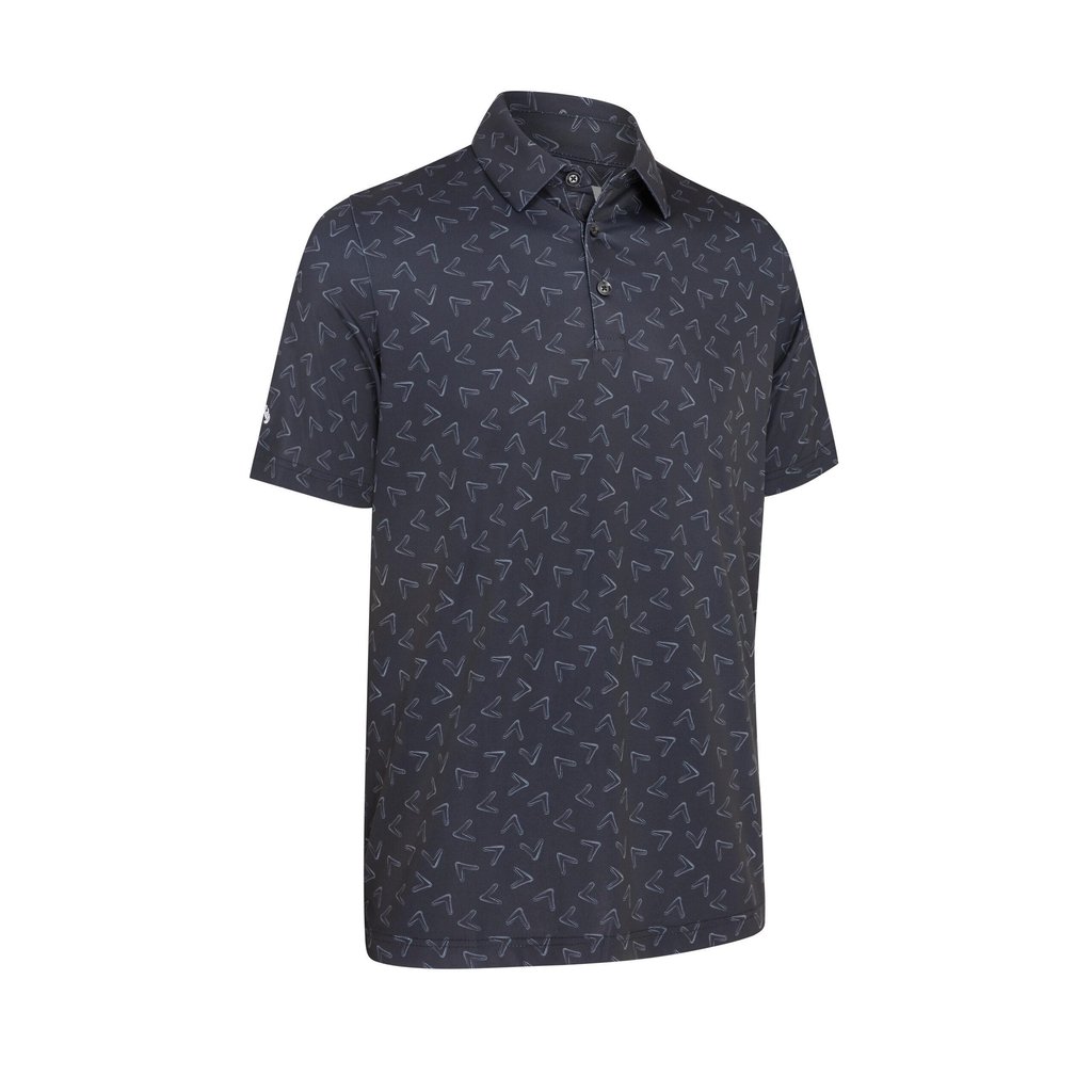 Callaway All-Over Large Chev Printed męskie polo, czarne