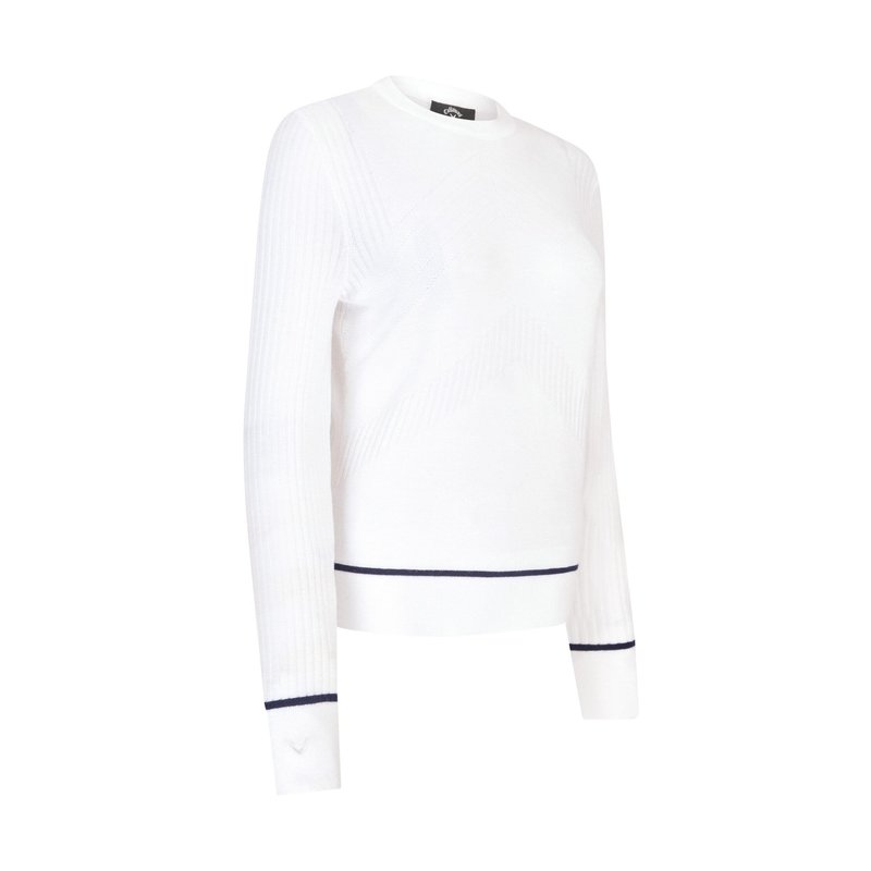 Callaway Chev sweater with Tipping damski sweter, bialy