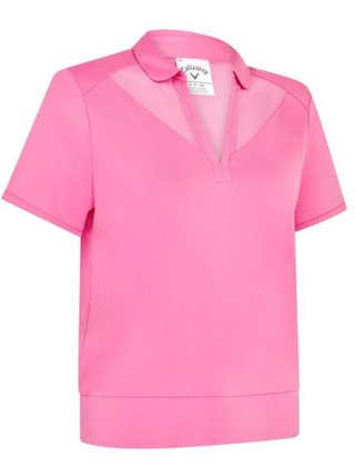 Callaway Waist Length Mesh Detail Short Sleeve damskie polo, cheeky pink