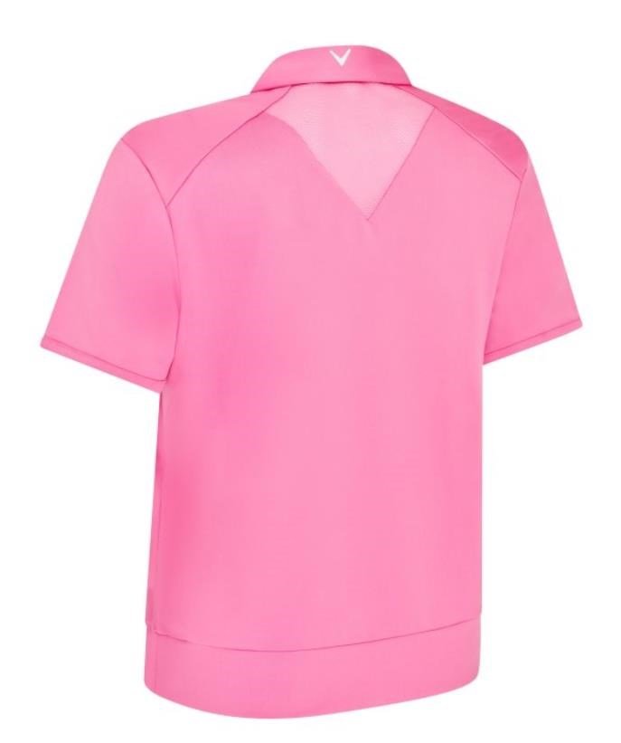 Callaway Waist Length Mesh Detail Short Sleeve damskie polo, cheeky pink