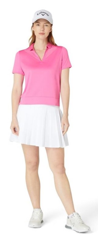 Callaway Waist Length Mesh Detail Short Sleeve damskie polo, cheeky pink