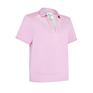 Callaway Waist Length Mesh Detail Short Sleeve damskie polo, różowe