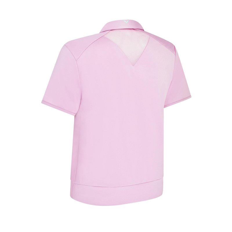 Callaway Waist Length Mesh Detail Short Sleeve damskie polo, różowe