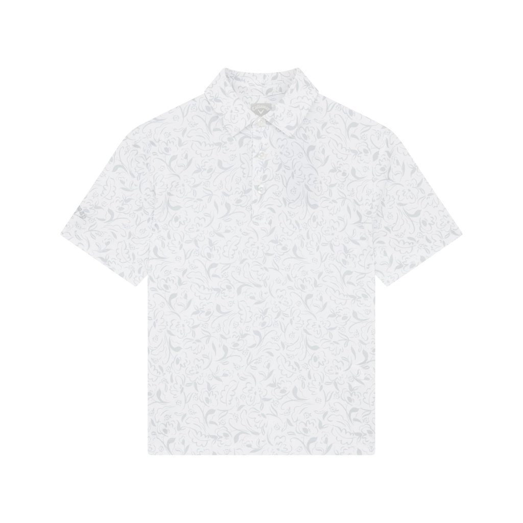 Callaway Floral Print dziecięce polo, białe