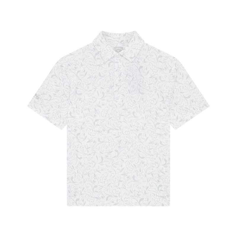 Callaway Floral Print dziecięce polo, białe