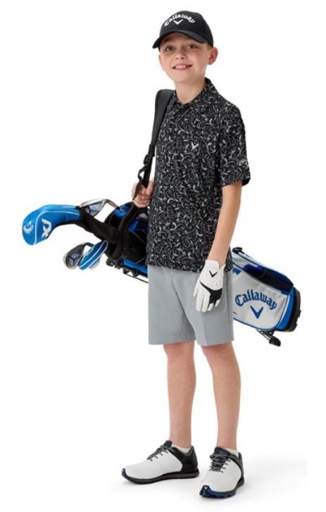 Callaway Floral Print dziecięce polo, granatowe