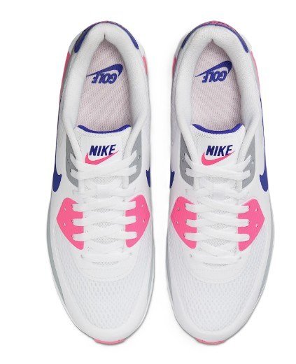 Nike AIR MAX 90 G unisex buty golfowe, white/laser pink/concord
