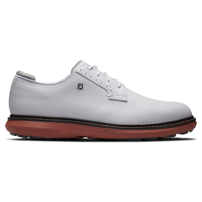 FootJoy Traditions męskie buty golfowe, białe/brick blucher