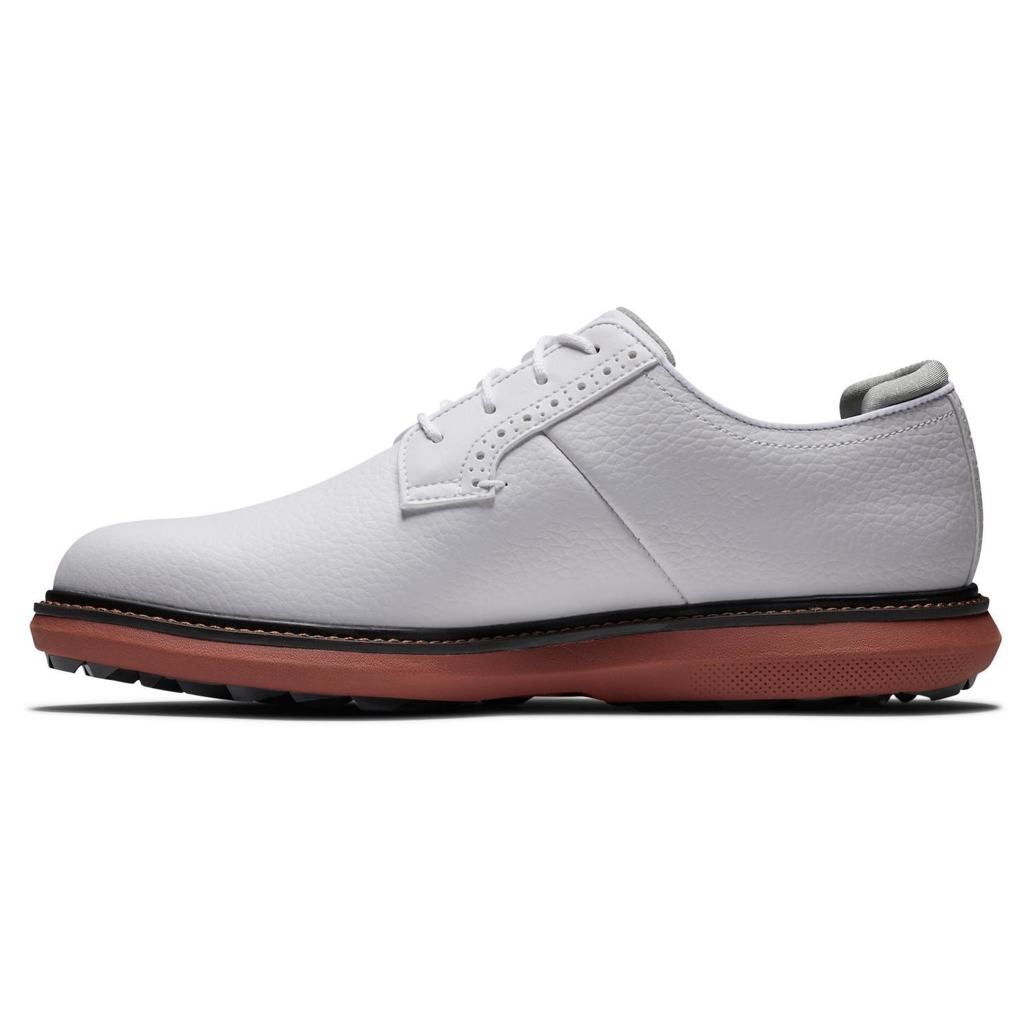 FootJoy Traditions męskie buty golfowe, białe/brick blucher