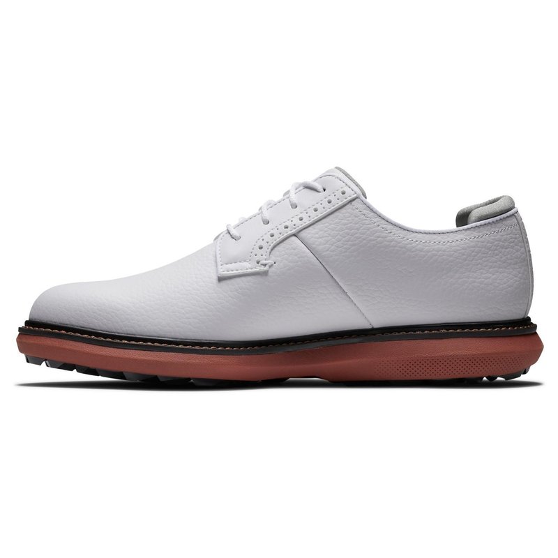 FootJoy Traditions męskie buty golfowe, białe/brick blucher