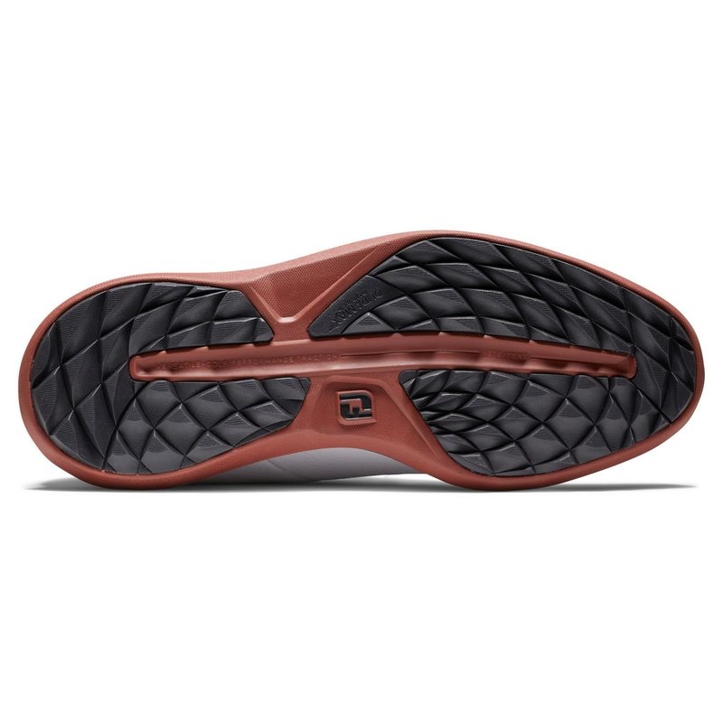 FootJoy Traditions męskie buty golfowe, białe/brick blucher
