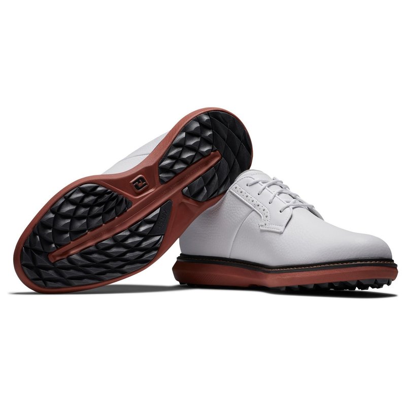 FootJoy Traditions męskie buty golfowe, białe/brick blucher