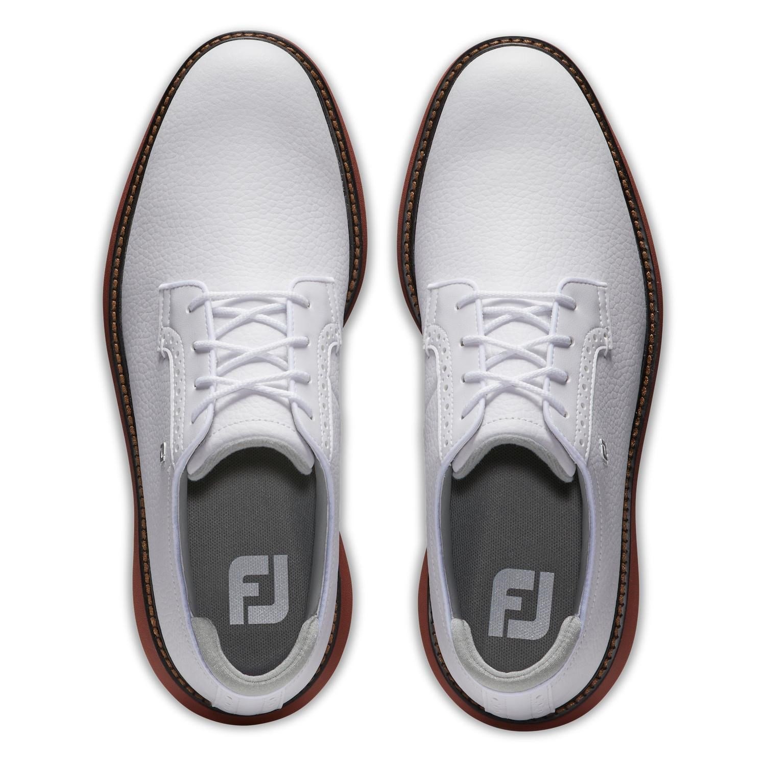 FootJoy Traditions męskie buty golfowe, białe/brick blucher