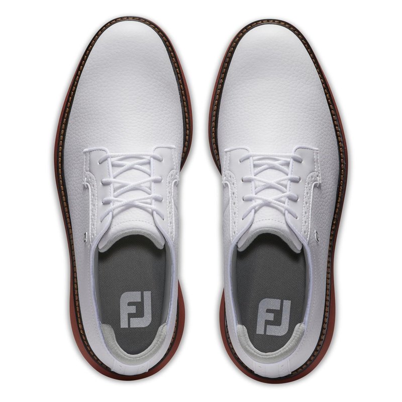 FootJoy Traditions męskie buty golfowe, białe/brick blucher