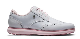 FootJoy Traditions Spikeless damskie buty golfowe, biało/różowe