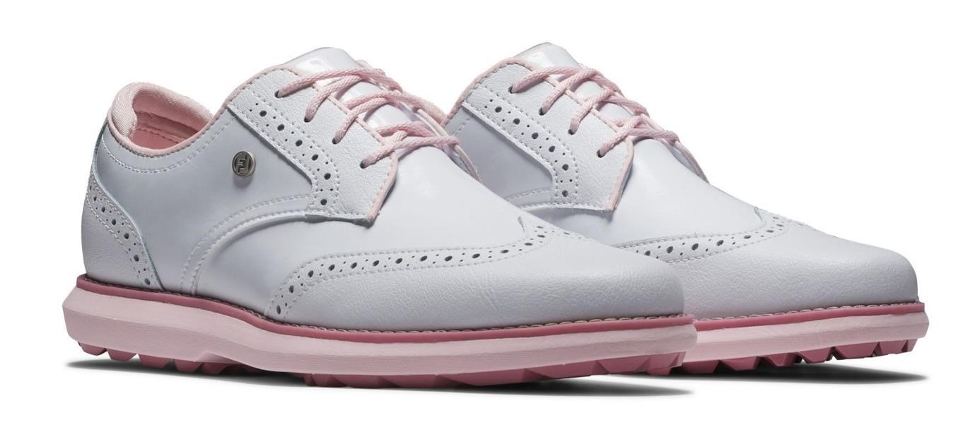 FootJoy Traditions Spikeless damskie buty golfowe, biało/różowe