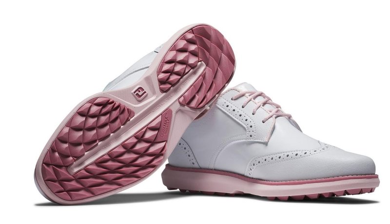 FootJoy Traditions Spikeless damskie buty golfowe, biało/różowe
