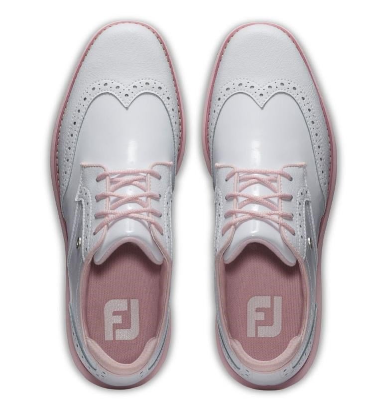 FootJoy Traditions Spikeless damskie buty golfowe, biało/różowe