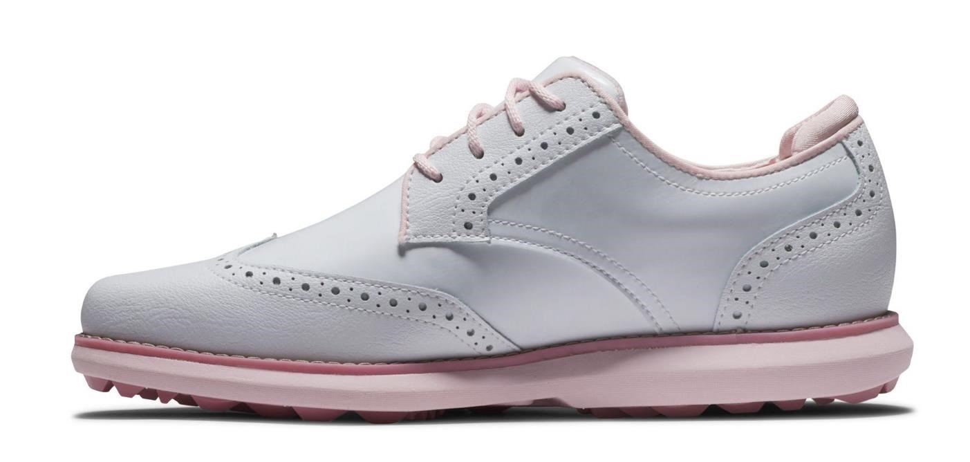 FootJoy Traditions Spikeless damskie buty golfowe, biało/różowe