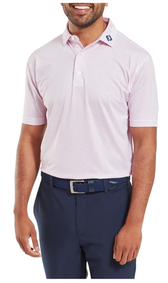 FootJoy Wiggle Print Lisle męskie polo, różowe