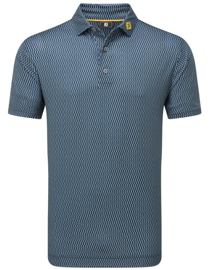 FootJoy Wiggle Print Lisle męskie polo, granatowy/szary/biały