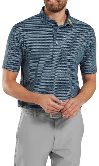 FootJoy Wiggle Print Lisle męskie polo, granatowy/szary/biały