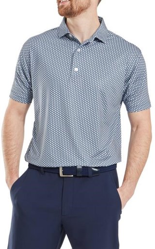 FootJoy Houndstooth Geo Lisle męskie polo, granatowy