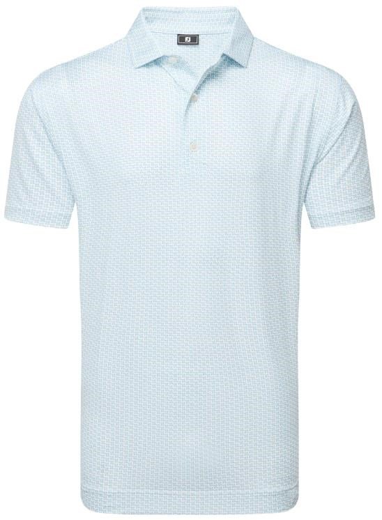 FootJoy Houndstooth Geo Lisle męskie polo, biały/niebieski