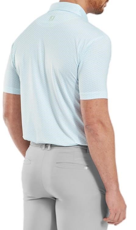 FootJoy Houndstooth Geo Lisle męskie polo, biały/niebieski
