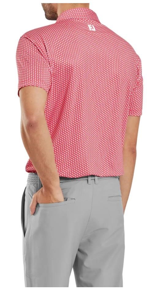 FootJoy Houndstooth Geo Lisle męskie polo, hibiscus