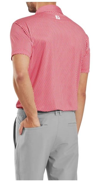 FootJoy Houndstooth Geo Lisle męskie polo, hibiscus