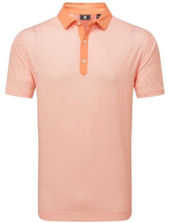 FootJoy Checker Print Lisle męskie polo, pomarańczowy