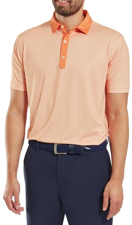 FootJoy Checker Print Lisle męskie polo, pomarańczowy