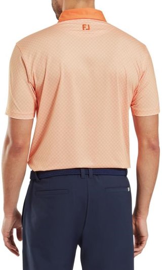 FootJoy Checker Print Lisle męskie polo, pomarańczowy