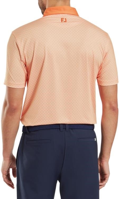 FootJoy Checker Print Lisle męskie polo, pomarańczowy