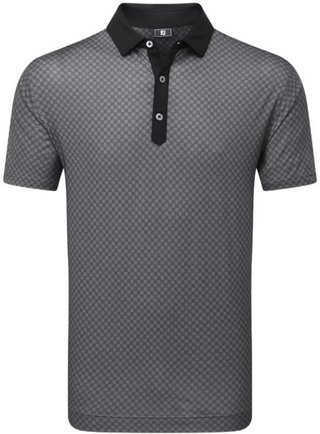 FootJoy Checker Print Lisle męskie polo, czarne/biały