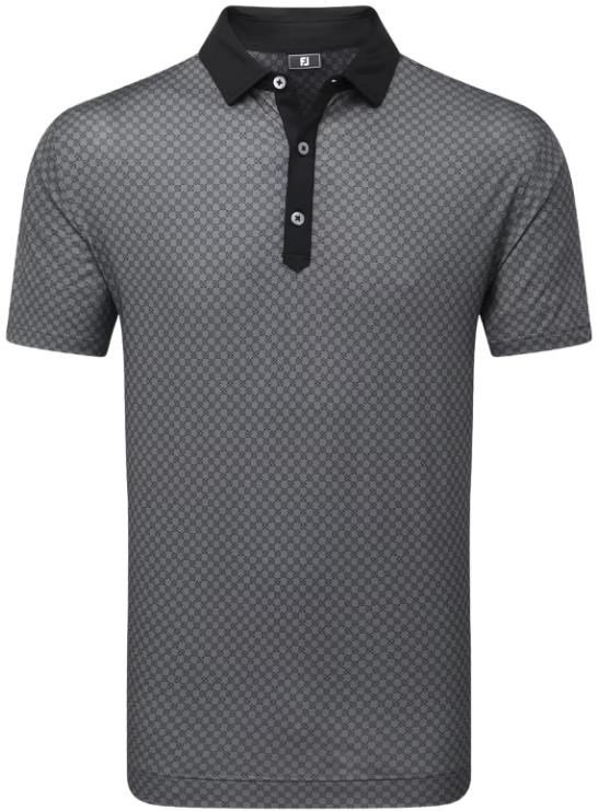 FootJoy Checker Print Lisle męskie polo, czarne/biały