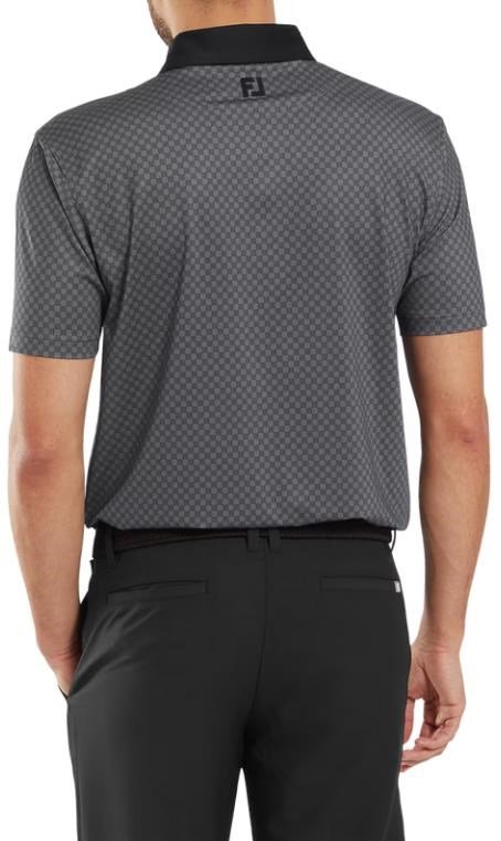 FootJoy Checker Print Lisle męskie polo, czarne/biały