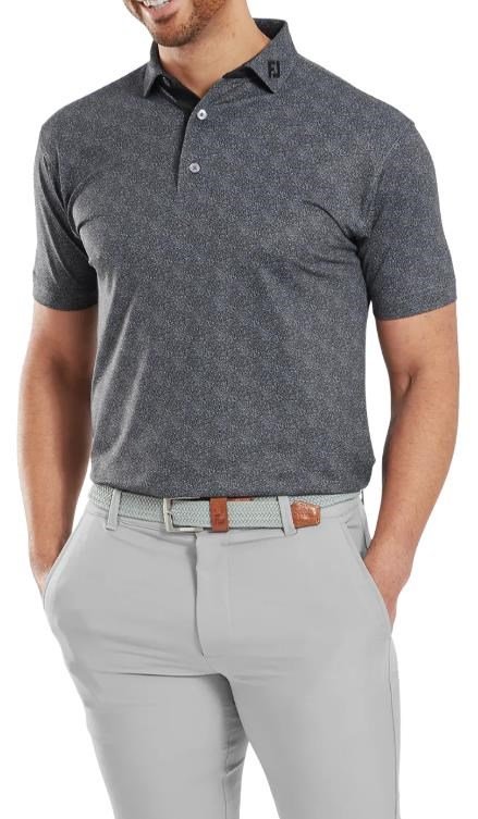 FootJoy Speckle Print Pique męskie polo, czarne