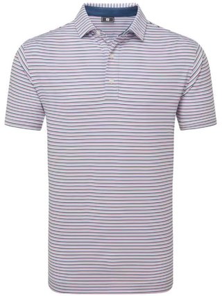 FootJoy Balance Stripe Lisle męskie polo, niebieski/biały/różowy